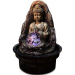 Zen fontaine dint�rieur bouddha avec boule de verre en rotation peace - marron