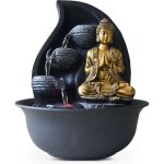 Zen fontaine led dintrieur avec statuette bouddha praya - noir