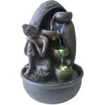 Zenlight fontaine dint�rieur krishna - fontaine bouddha - d�coration feng shui - eclairage led - marron ...