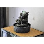Fontaine dint�rieur little rock - zenlight - scfr138 - marron - d�coration zen apaisante - eclairage ...