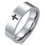 Zense - bague croix latine pour homme en acier argent zr0167