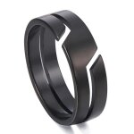 Zense - bague homme avec structure fendue noire zr0175