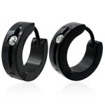 Zense - boucles doreilles homme en acier noir et diamant cz ze0005 - epc