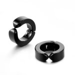 Zense - boucles doreilles homme acier noir sans per�age des oreilles ze0070