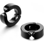 Zense - boucles doreilles homme acier noir sans per�age des oreilles ze0070
