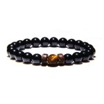 Zense - bracelet ajustable homme perles noires lisses magma et onyx zb0343