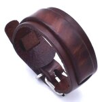 Zense - bracelet de force pour homme en cuir ajustable marron zb0322