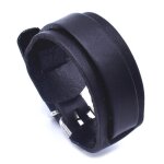 Zense - bracelet de force pour homme en cuir ajustable noir zb0336