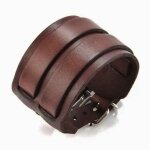 Zense - bracelet force marron en cuir pour homme double lanires zb0345