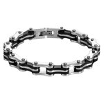 Zense - bracelet gourmette pour homme biker acier inoxydable argenté noir chaîne de moto vélo zb0349 Zense - bracelet gourmette pour homme biker acier inoxydable argenté noir chaîne de moto vélo zb0349