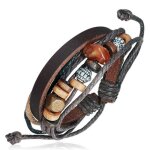 Zense - bracelet homme cuir ajustable tendance bois symbole de karma zb0113