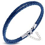 Zense - bracelet homme en cuir fin bleu double enroulement et réglable zb0379 Zense - bracelet homme en cuir fin bleu double enroulement et réglable zb0379