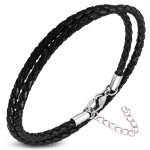 Zense - bracelet homme en cuir fin noir double enroulement et réglable zb0378 Zense - bracelet homme en cuir fin noir double enroulement et réglable zb0378