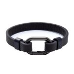 Zense - bracelet homme tendance en cuir et attache en acier noir zb0352