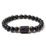 Zense - bracelet zodiaque noir sagittaire tirable homme avec perles onyx zb0389