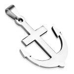 Zense - collier homme - pendentif croix ancre marine en acier inoxydable hauteur 4cm - cha�ne 45cm - ...