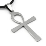 Zense - collier homme - pendentif croix gyptienne croix du nil hauteur 450cm - cordon noir 45cm et extension ...