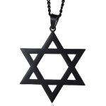 Zense - collier homme - pendentif �toile de david noire hauteur 3cm - cha�ne 51cm - zp0197