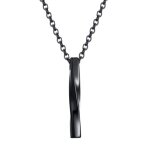 Zense - collier homme - pendentif rectangulaire noir hauteur 440cm - cha�ne noire 59cm - zp0253