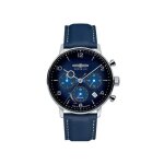 Montre - zeppelin - hindenburg - acier - chronographe solaire - cuir bleu