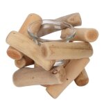 Zerodis chandelier en bois bougeoir en bois dcor de table de chandelier dcoratif de revtement en verre ...