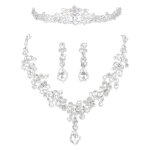 Zerodis ensemble de bijoux de mariage femmes ensemble de bijoux marie exquis strass couronne collier ...