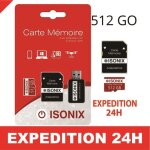 Zisonix carte m�moire 512 go micro - sd256 go sdxc + lecture carte 4k
