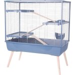 Zolux cage grillage lapin et rongeur sur pieds 3 tages - 99 x 54 x 114 cm - nolife - bleu