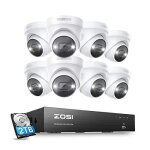 Zosi 4k poe kit cam�ra de surveillance 8ch nvr et disque dur de 2 to 8mp cam�ra poe vision nocturne couleur ...