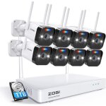 Zosi w4 pro 8ch 3mp 1tb kit cam�ra de surveillance wifi d�tection de mouvement pir alarme sonore & lumineuse ...