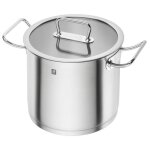 Marmite haute - zwilling - pro 24 cm - acier inox 18 / 10 - fond sigma classic + - couvercle en verre ...