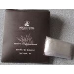 Bonnet de douche / shower cap pr�sent� dans un carton individuel recycl� - produit promotionnel algotherm ...