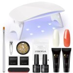 Coscelia poly extension gel kit, nail lampe uv led 6w, ongles extension mancure set, 2 * 10ml poly gel ...