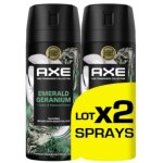 D�odorant pour homme emerald geranium 72h parfum prestige axe 2x150ml