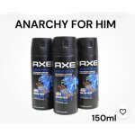 D�odorant spray corporel axe anarchy for him 150 ml � lot de 3 � neuf