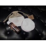 Pochon de 3 disques a dmaquiller rutilisables et eau micellaire 50ml clarins