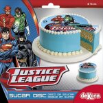 Disque en sucre superman et batman 16 cm