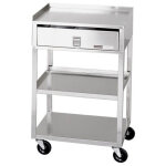 Gueridon inox mb - td 3 plateaux avec tiroir Gueridon inox mb - td 3 plateaux avec tiroir