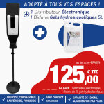 Pack distributeur gel hydroalcoolique sur pied 'design black'