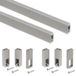 2 rails de penderie luxe avec supports - aluminium - gris pierre - 1150 mm emuca