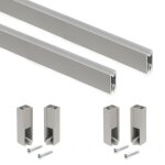 2 rails de penderie luxe avec supports - aluminium - gris pierre - 750 mm emuca