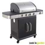 Barbecue gaz amricain 4 brleurs + rchaud latral - fidgi 4 cook in garden
