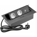 Bloc prises - � encastrer - rectangulaire - pour plan de travail - noir gtv