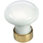 Boutons de meuble en porcelaine blanc - laiton - diamtre 35 mm mrigous