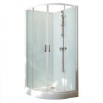 Cabine de douche 1 / 4 rond 90 cm iziglass 2 - portes coulissantes - mitigeur mcanique leda