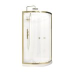 Cabine de douche 1 / 4 rond 90cm dor�e � porte coulissante - mitigeur m�canique - goldy aurlane