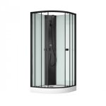 Cabine de douche 1 / 4 rond 85 cm noire essentiel - portes coulissantes transparentes aurlane