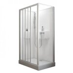 Cabine de douche 100x80 izibox 2 - accès de face par portes coulissantes transparentes leda Cabine de douche 100x80 izibox 2 - accès de face par portes coulissantes transparentes leda