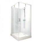 Cabine de douche 80x80 cm iziglass 2 coulissante - accs angle - mitigeur mcanique leda