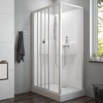 Cabine de douche 120x90 cm izibox 2 - accs de face avec 3 portes coulissantes leda